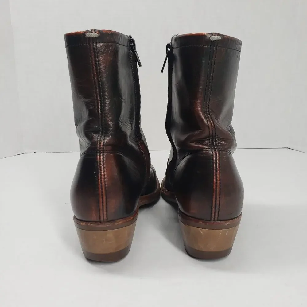 Maison Margiela Replica Campus Ankle Boots Womens 38.5 8 Brown Oil Spill Leather - Picture 3 of 16
